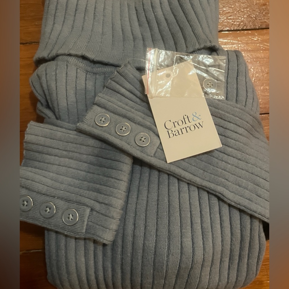 Croft & Barrow Gray Ribbed Sweater, Women’s Size L, BNWT